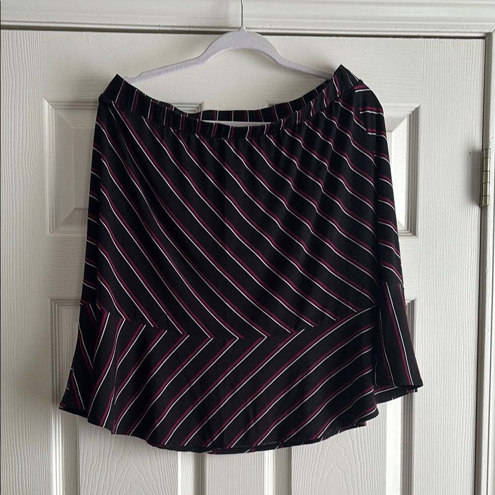 Lane Bryant Black and Pink Striped A-Line Skirt
